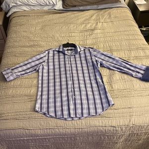 Bugatchi Size Large Blue Striped Button Down